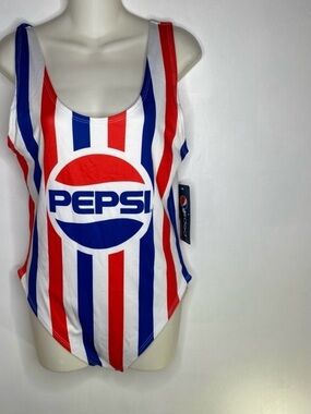 Pepsi One Piece Swimsuit XL NWT Red White Blue Retro Logo Bathing Suit